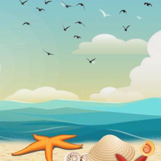 Beach summer cartoon wallpaper