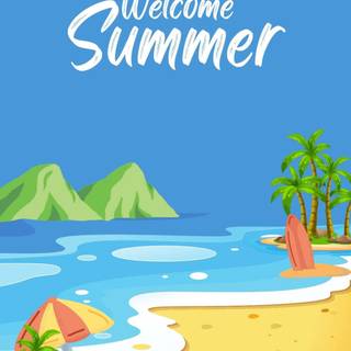 Beach summer cartoon wallpaper