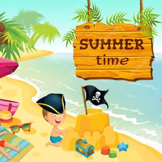 Beach summer cartoon wallpaper