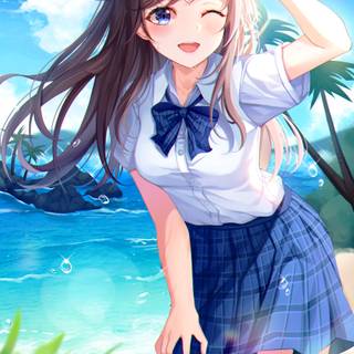 Beach summer cartoon wallpaper