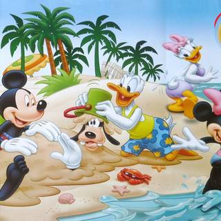 Beach summer cartoon wallpaper
