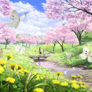 Landscape spring anime wallpaper