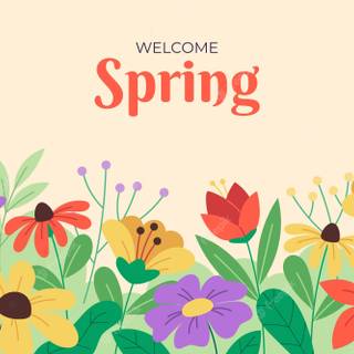 Spring cartoon flowers wallpaper