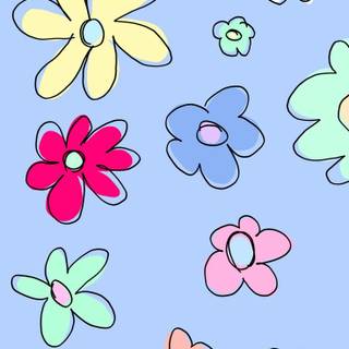 Spring cartoon flowers wallpaper