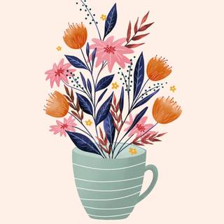 Spring cartoon flowers wallpaper