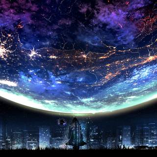 Anime night city 4k wallpaper