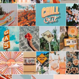 Summer collage orange wallpaper