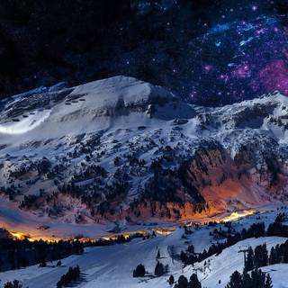 Blue mountain night laptop wallpaper