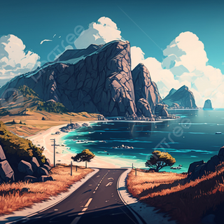 Summer sea road wallpaper