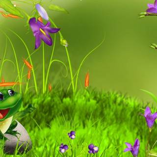 Spring green frog wallpaper