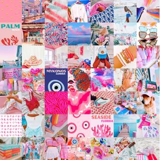 Preppy summer collage wallpaper