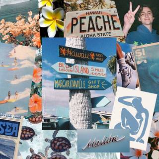 Preppy summer collage wallpaper