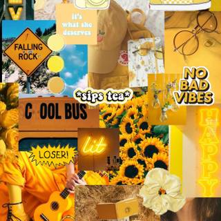 Yellow summer collage wallpaper