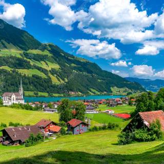 Swiss village wallpaper