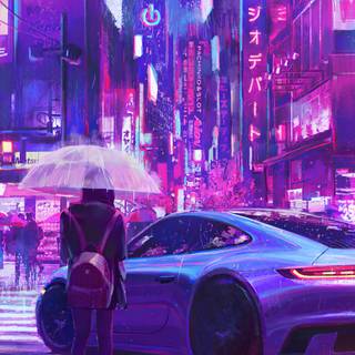 Neon car 4k wallpaper