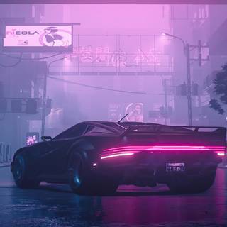 Neon car 4k wallpaper