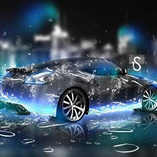 Car in the rain wallpaper