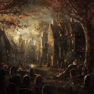 Halloween grave yard wallpaper