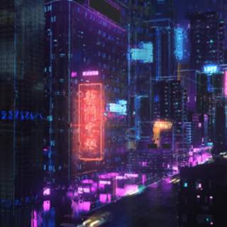 Japan city retrowave wallpaper