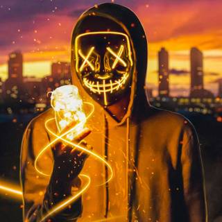 Neon mask iPhone wallpaper