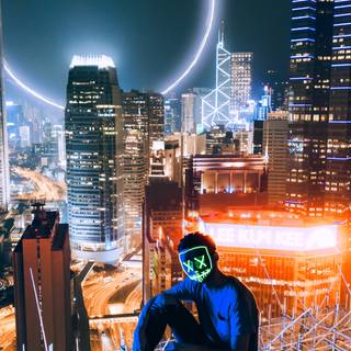 Neon mask iPhone wallpaper