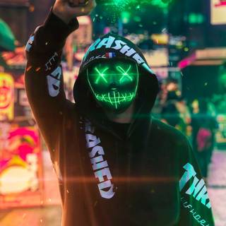 Neon mask iPhone wallpaper