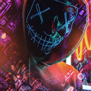 Neon mask iPhone wallpaper