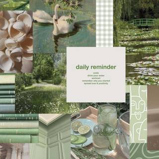 Sage green collage desktop wallpaper