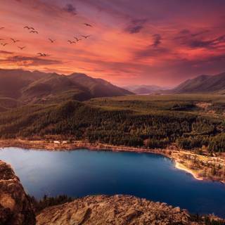 Lake sunset wallpaper