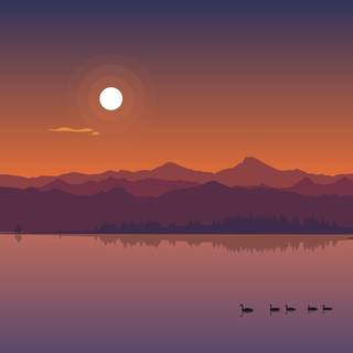 Lake sunset wallpaper