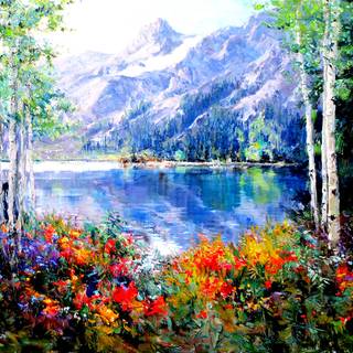 Spring mountain lake wallpaper