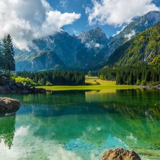 Spring mountain lake wallpaper