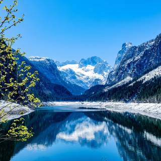 Spring mountain lake wallpaper