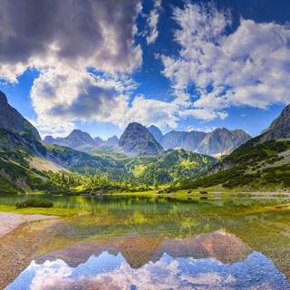 Spring mountain lake wallpaper