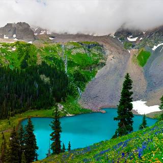 Spring mountain lake wallpaper