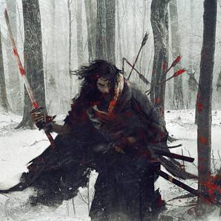 Winter samurai wallpaper