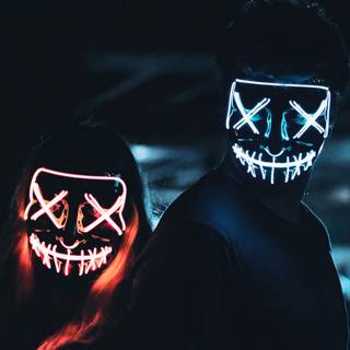 Neon Halloween mask wallpaper