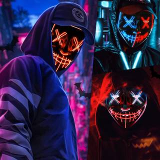 Neon Halloween mask wallpaper