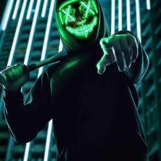 Neon Halloween mask wallpaper