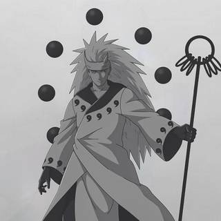 Madara Uchiha black and white wallpaper