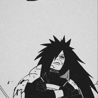 Madara Uchiha black and white wallpaper