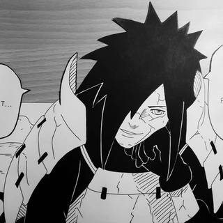Madara Uchiha black and white wallpaper