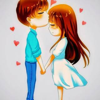 Cartoon couple 4k phone wallpaper