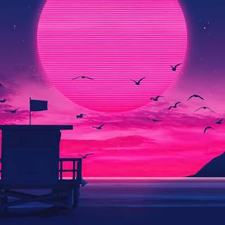 Summer retrowave wallpaper