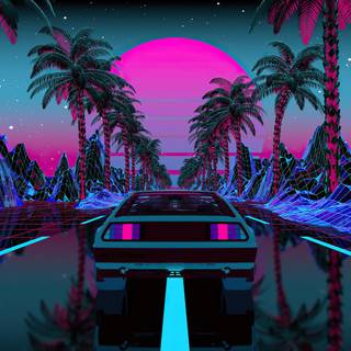 Summer retrowave wallpaper
