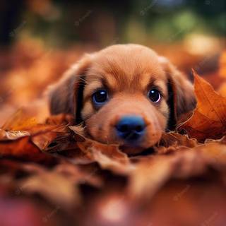 Autumn puppy wallpaper