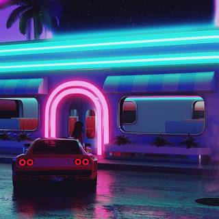 Summer retrowave wallpaper