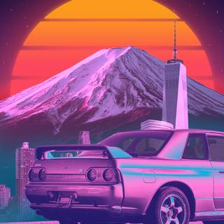 Summer retrowave wallpaper