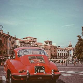 Vintage phone city wallpaper