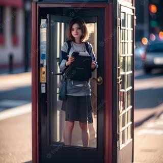 Vintage phone city wallpaper